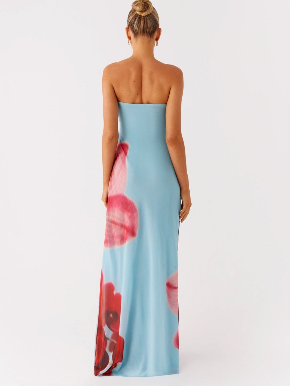 Pepper Mayo Strapless Blue Floral Print Maxi Dress - Picture 3 of 13